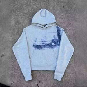 Gray Hoodie with Blue Accent